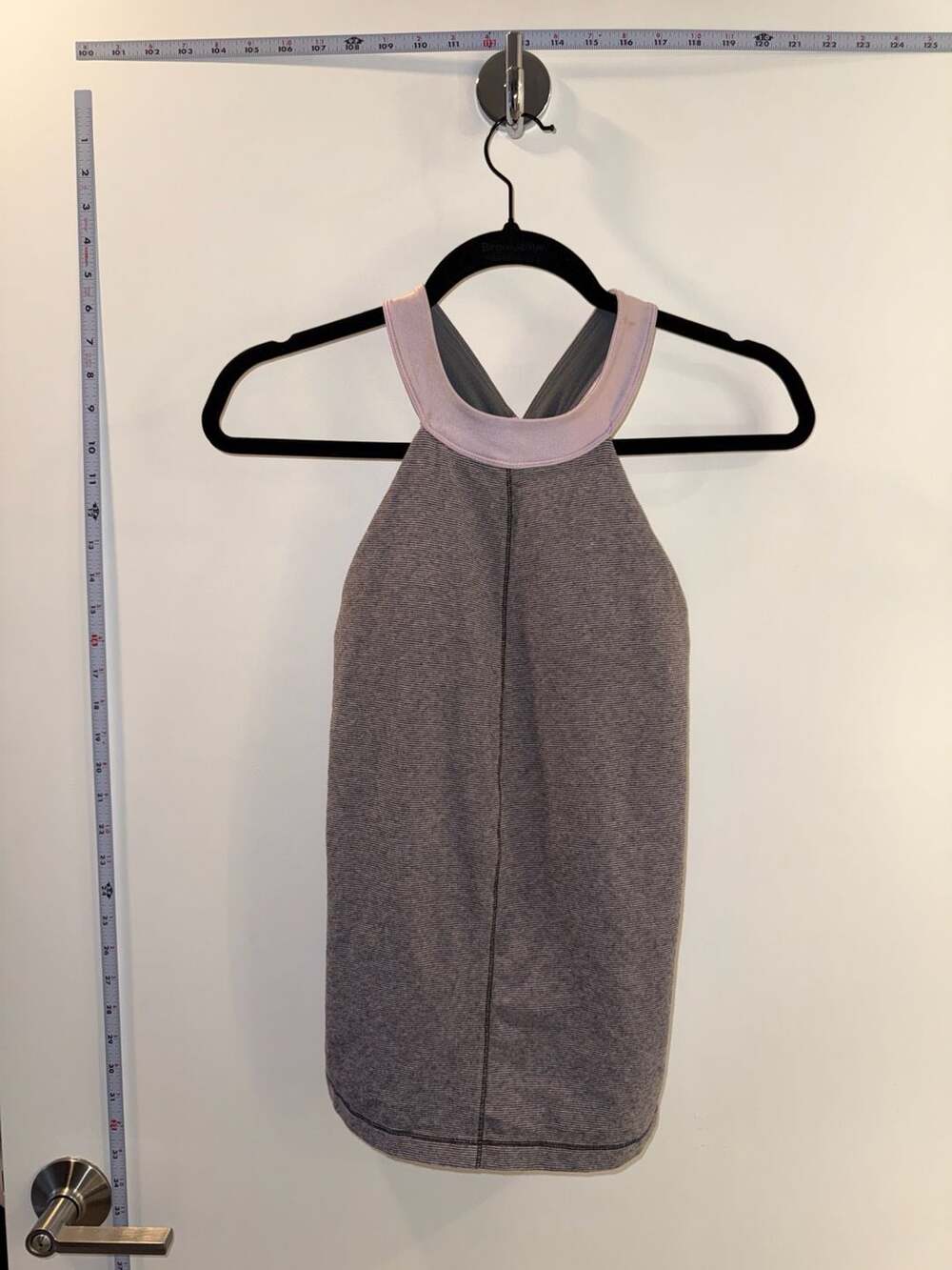 Lululemon Wild Tank High Neck Striped Grey Pink Halter